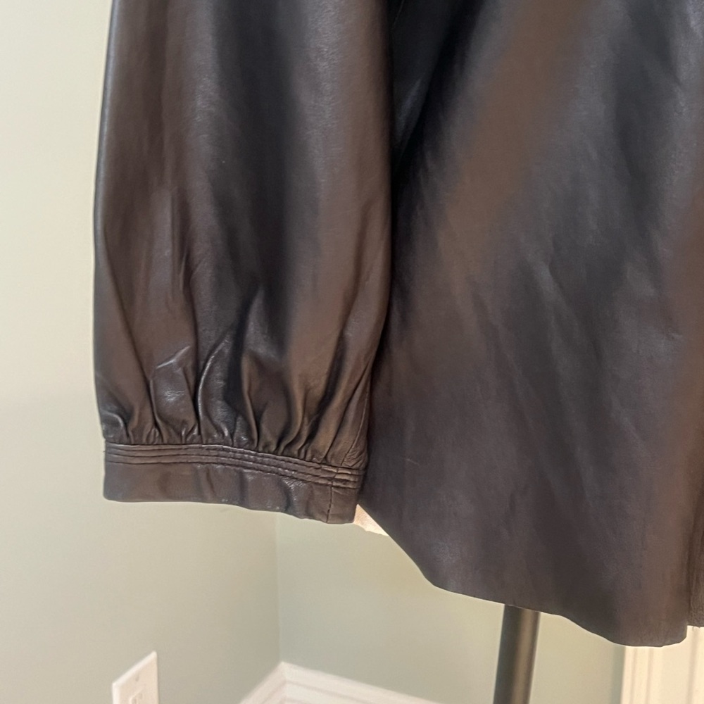 JCrew Collection | Black Leather Zip Front Shirt | | Size 4 | Like New - Picture 8 of 12
